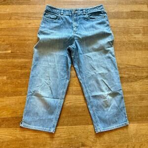 Talbots stretch distressed sun bleached high rise cropped jeans pants sz 10 b33